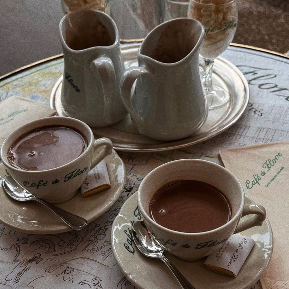 CAFE DE FLORE Coffee Cup and Saucer Set AUTHENTIC